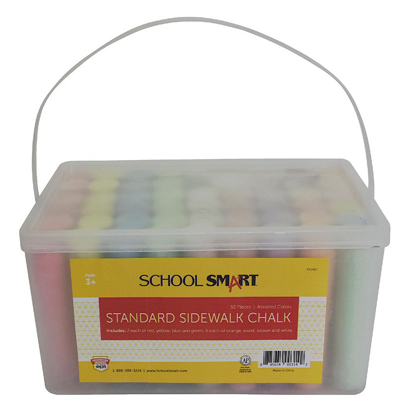 School Smart Sidewalk Chalk Tub, Assorted Colors, Pack of 52 Image