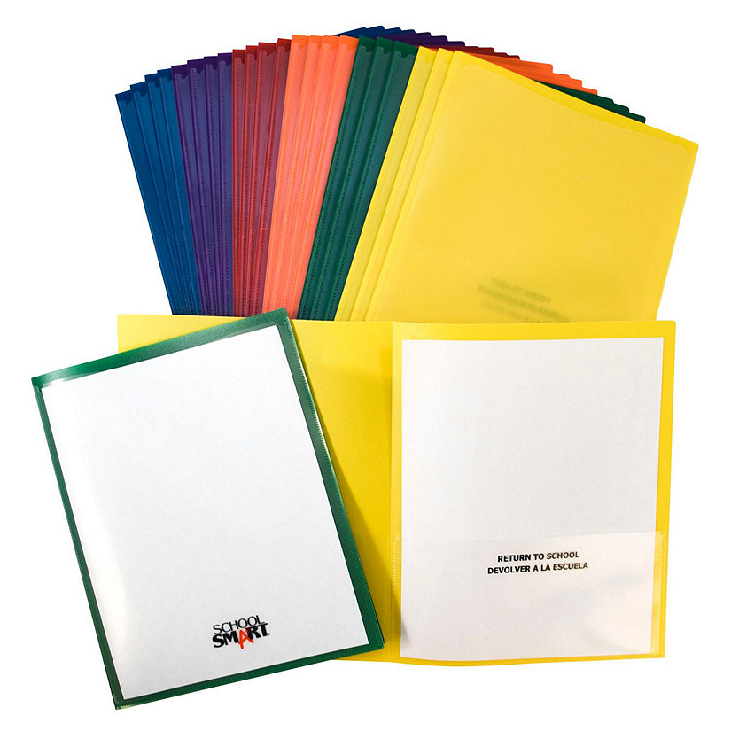 School Smart Take Home Folder, Assorted Colors, Set of 24 Image