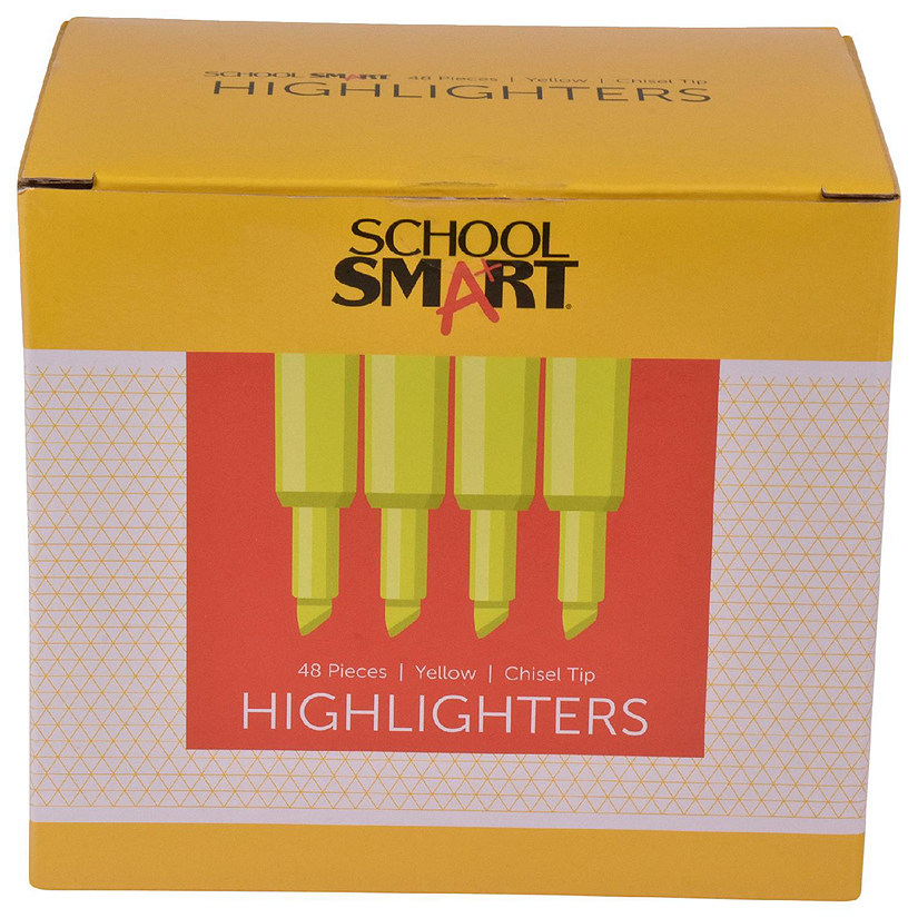 School Smart Tank Style Highlighters, Chisel Tip, Yellow, Pack of 48 Image