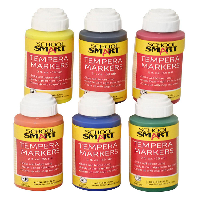 School Smart Tempera Paint Daubers, Poster Marker Set, Assorted Colors