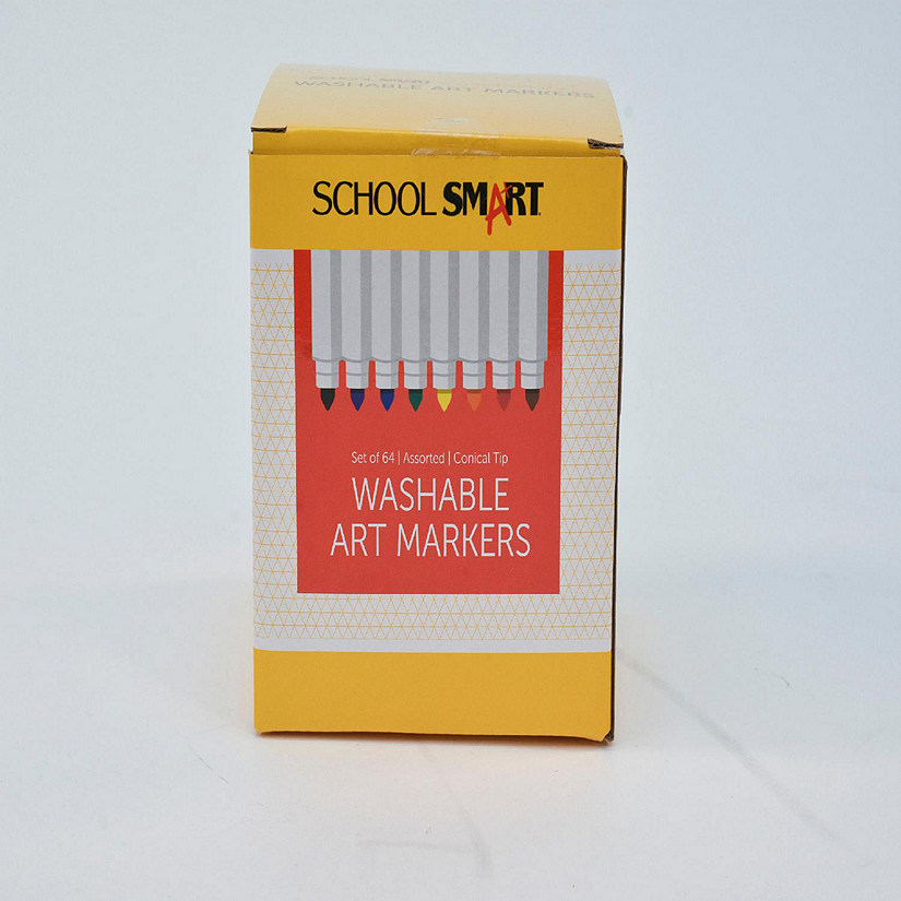 School Smart Washable Art Markers, Conical Tip, Assorted Colors, Set of