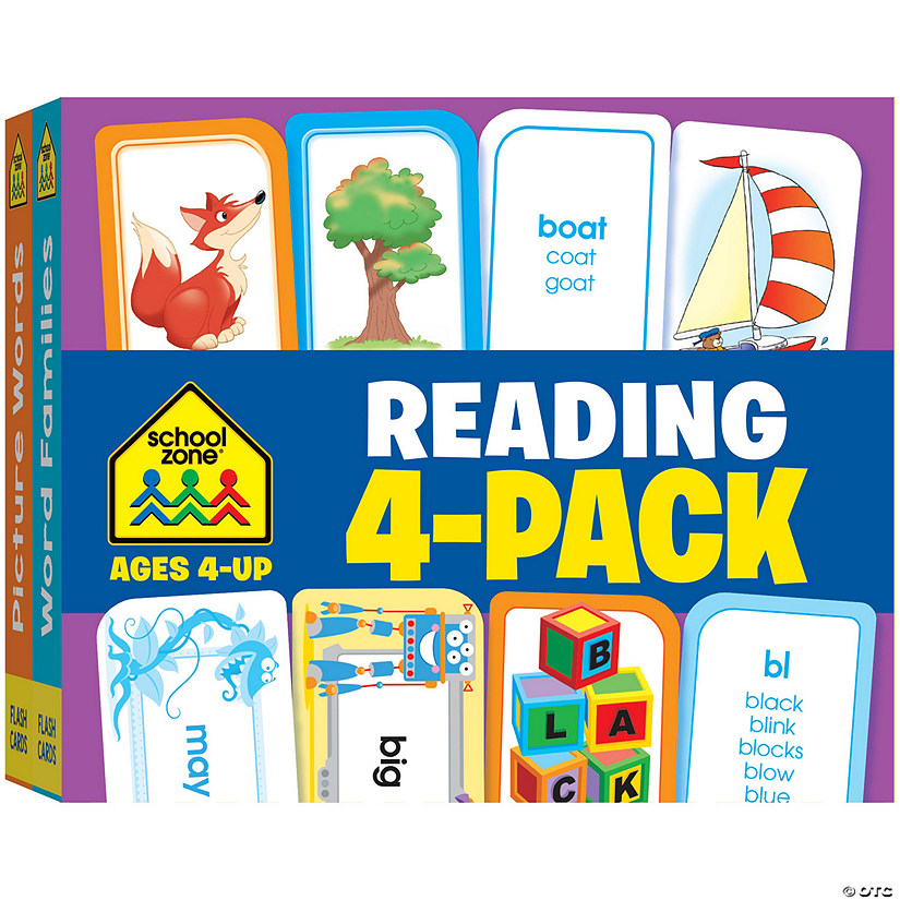 School Zone Publishing Reading Flash Card, 4-Pack Image