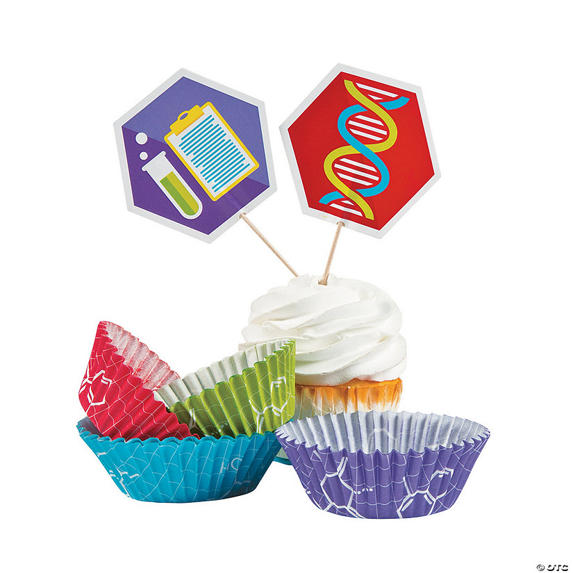 Science Party Cupcake Wrappers with Picks - 100 Pc. Image