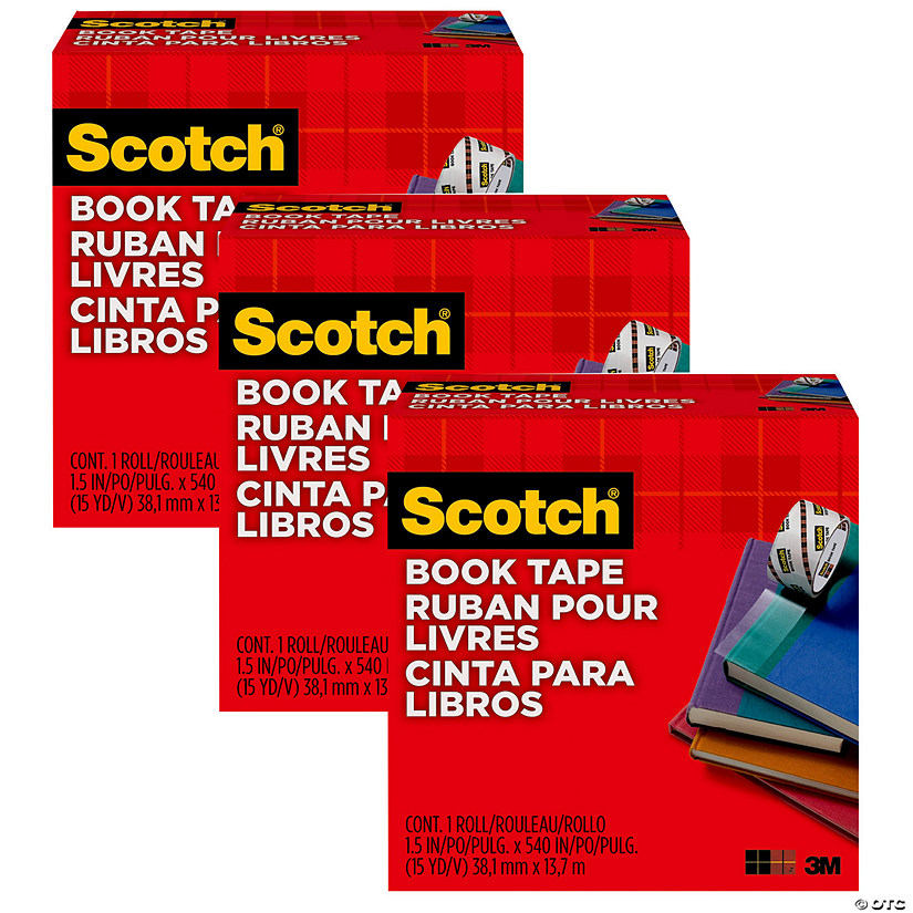Scotch Book Tape, 1-1/2 in x 15 yd Per Rolls, 3 Rolls Image