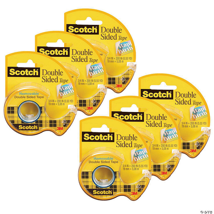 Scotch Removable Double Sided Tape, 3/4" x 200", 6 Rolls Image