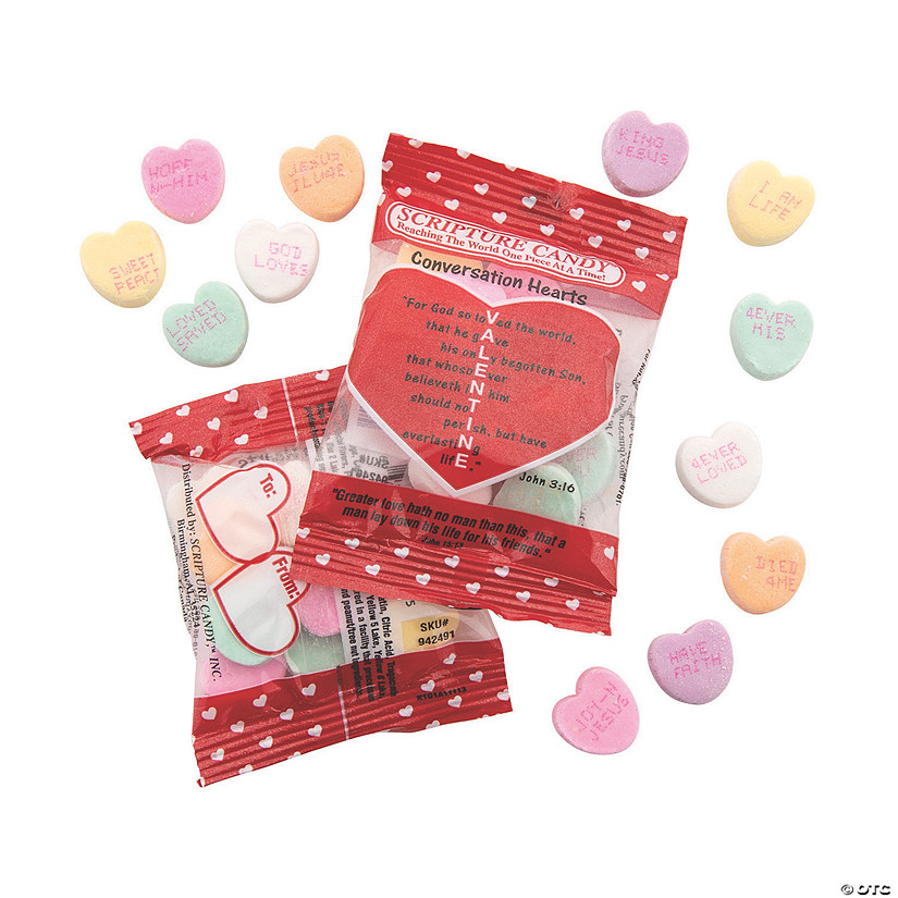 Scripture Candy&#8482; Conversation Hearts Hard Candy Valentine Exchanges - 17 Pc. Image