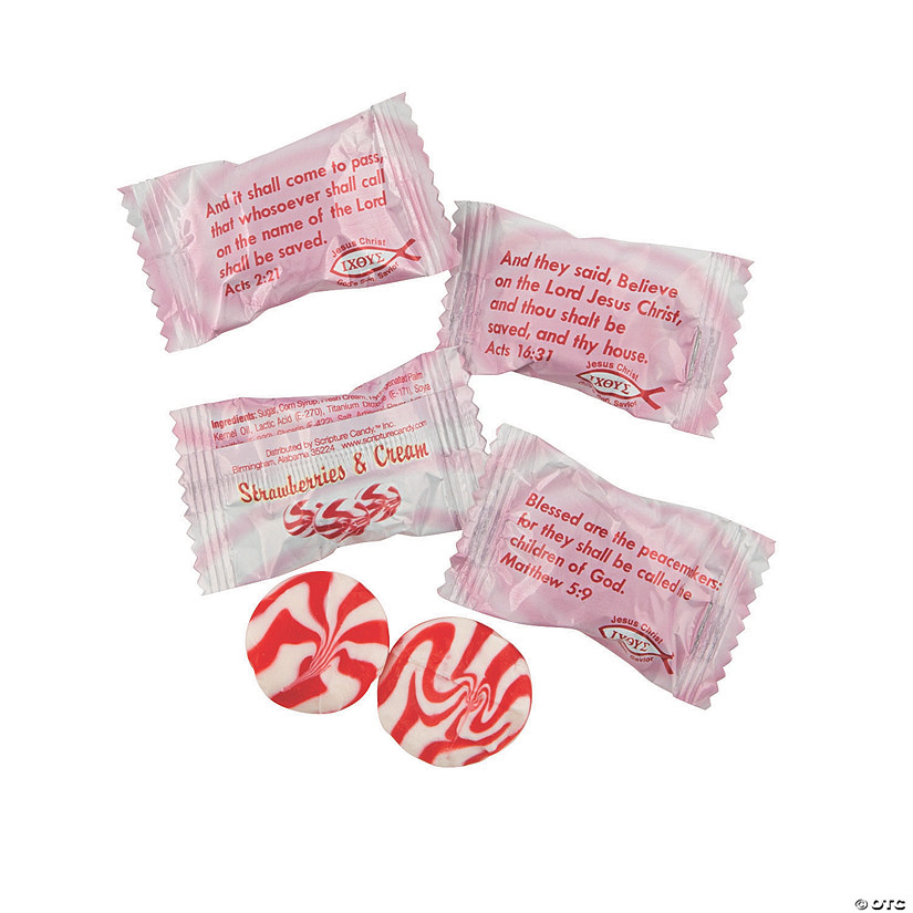 Scripture Candy&amp;#8482; Strawberries &amp; Cream Hard Candies - 80 Pc. Image