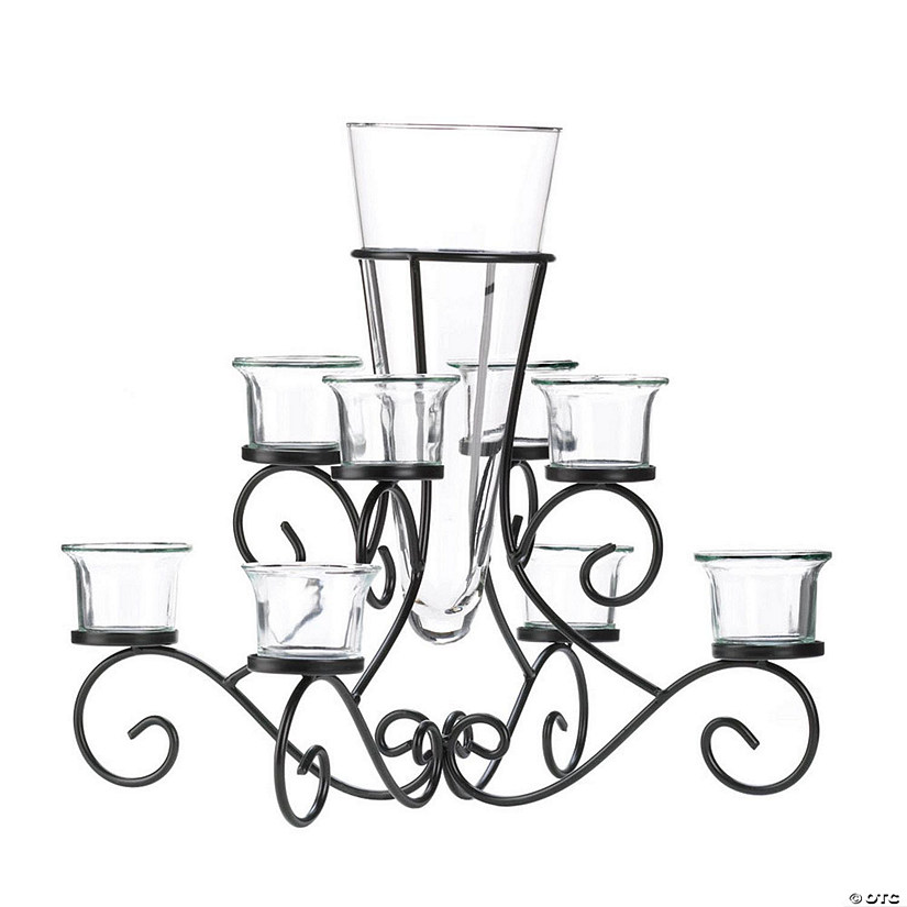 Scrollwork Candle Stand With Vase 14.87X14.87X12.5" Image