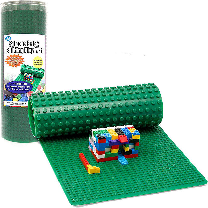 SCS Direct Brick Building Blocks Silicone Playmat - 32" Rollable & Portable Two Sided playmat for Activity Tables - Compatible/ Tight fit with All Major Brands Image
