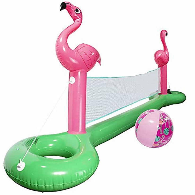 SCS Direct Giant 12ft Long Inflatable Flamingo Pool Volleyball Net w