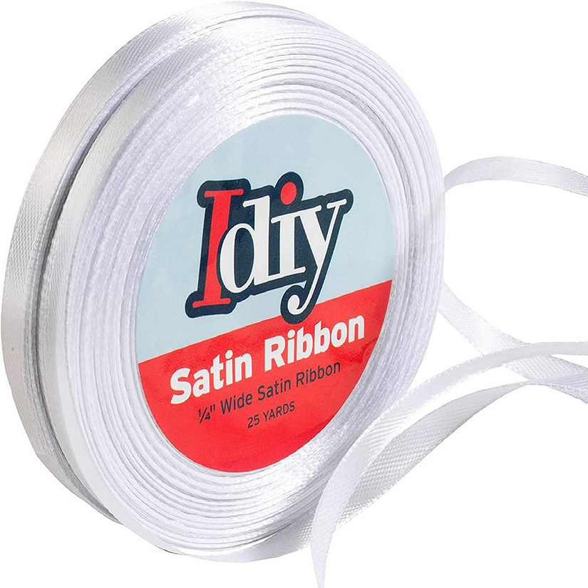 SCS Direct Idiy 1/4", 50 Yards White Satin Ribbon Image