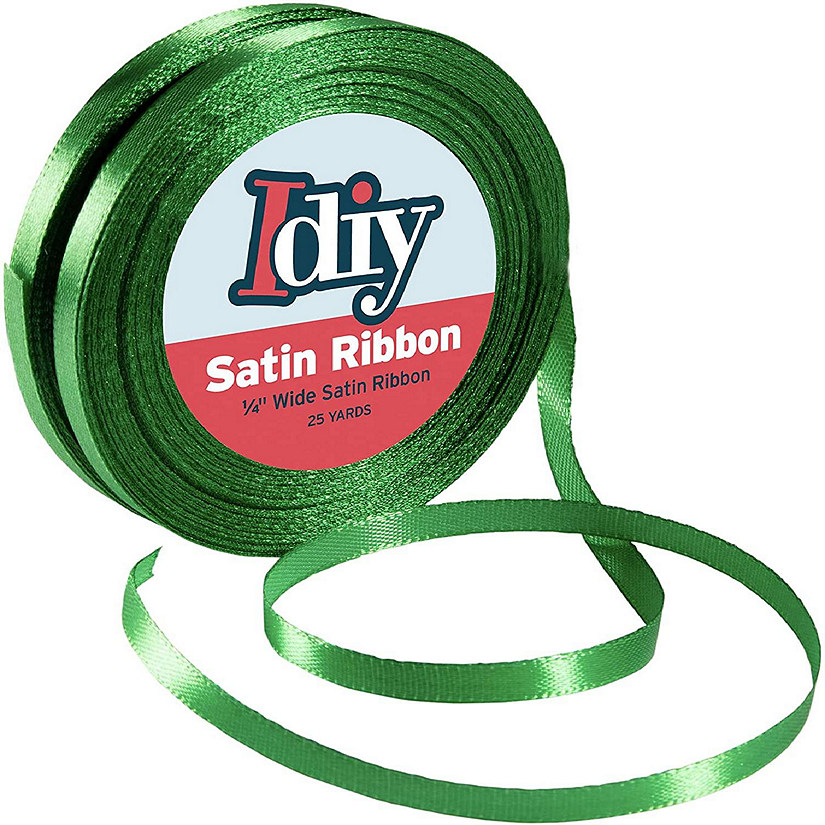 SCS Direct Idiy&#160;Satin Ribbon - 1/4", 50 Yards (Bright Green) - Great for DIY Crafts, Gift Wrapping, Wedding Decorations, Sewing Projects, Party, Decorative Embellishments, Hair Bows, Baby Showers, and More! Image