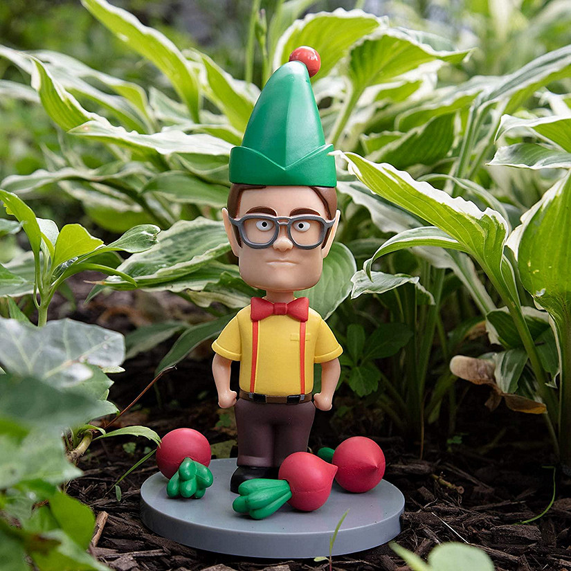 SCS Direct The Office Dwight Schrute Elf Garden Gnome, 8" - Outdoor Christmas Holiday Lawn Decor Ornament with Ground Stake - Funny Adults Gift - PVC Plastic Image