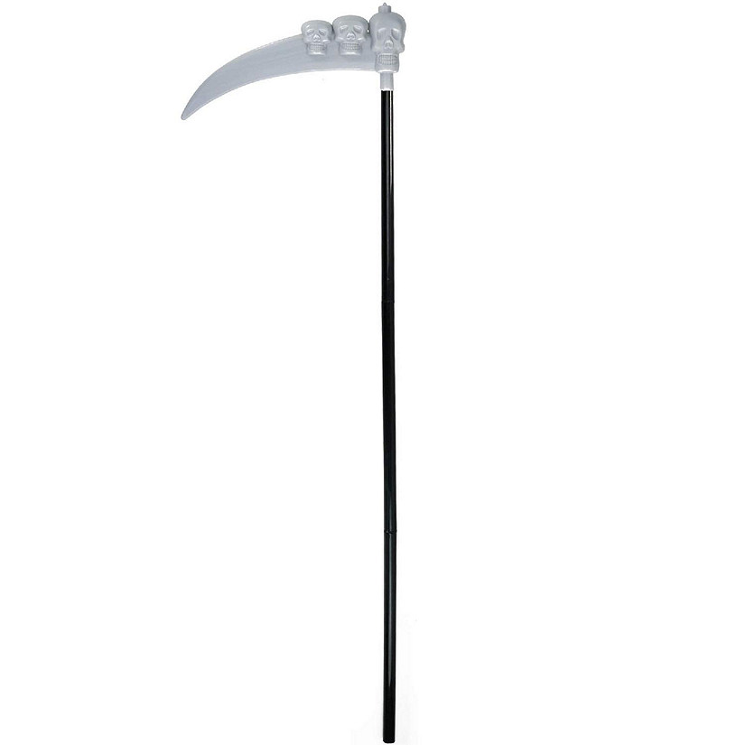 Scythe Staff with Skulls - Grim Reaper Death Scythe Costume Accessories Weapon Prop Image