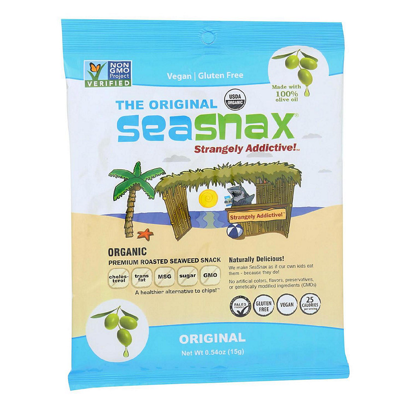 Seasnax Organic Premium Roasted Seaweed Snack - Original - Case of 16 - 0.54 oz. Image