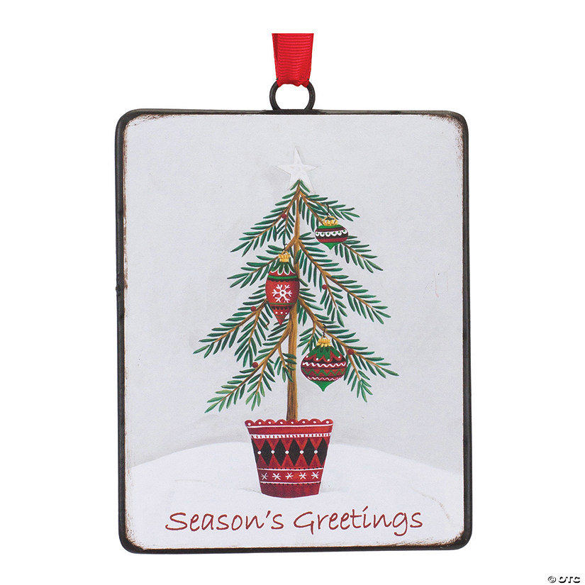 Seasons Greetings Pine Tree Ornament (Set Of 12) 5.5"H Iron Image