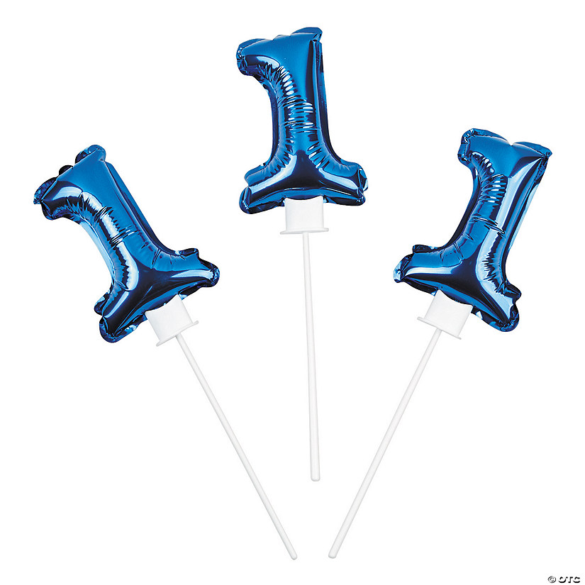Self-Inflating 1st Birthday Blue Mylar 6" Balloons - 6 Pc. Image