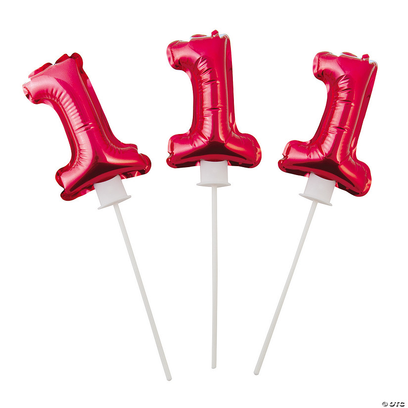 Self-Inflating 1st Birthday Red 6" Mylar Balloons - 6 Pc. Image