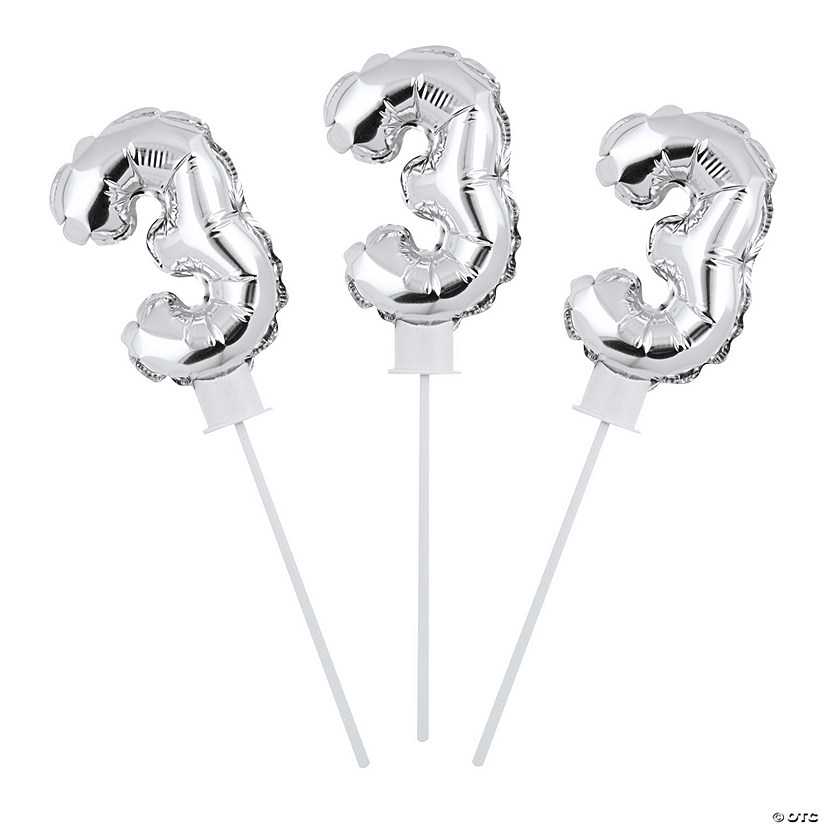 Self-Inflating Number 3 6" Mylar Balloons - 6 Pc. Image