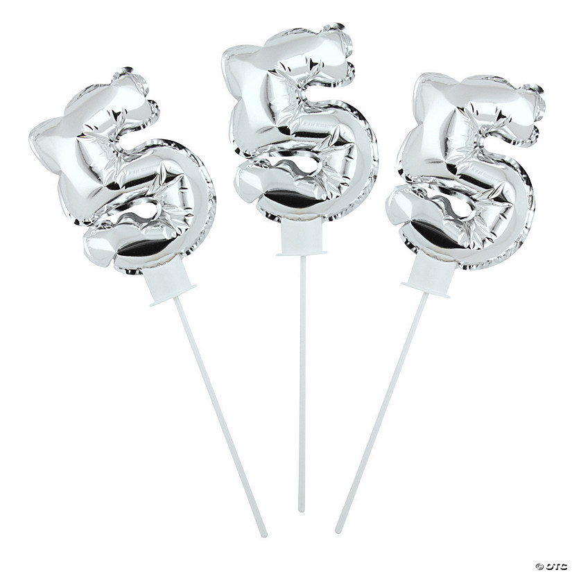 Self-Inflating Number 5 6" Mylar Balloons - 6 Pc. Image