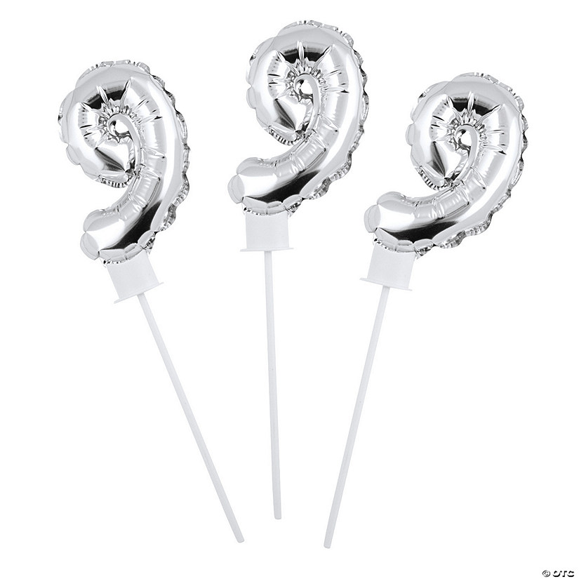 Self-Inflating Number 9 6" Mylar Balloons - 6 Pc. Image