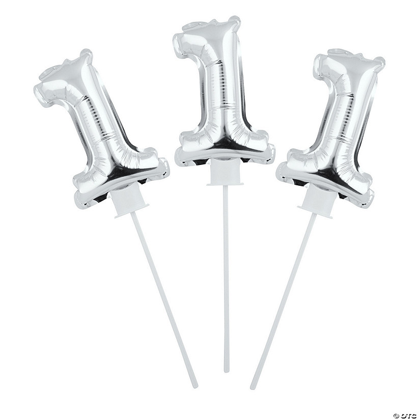 Self-Inflating Silver Number 1 6" Mylar Balloons &#8211; 6 Pc. Image
