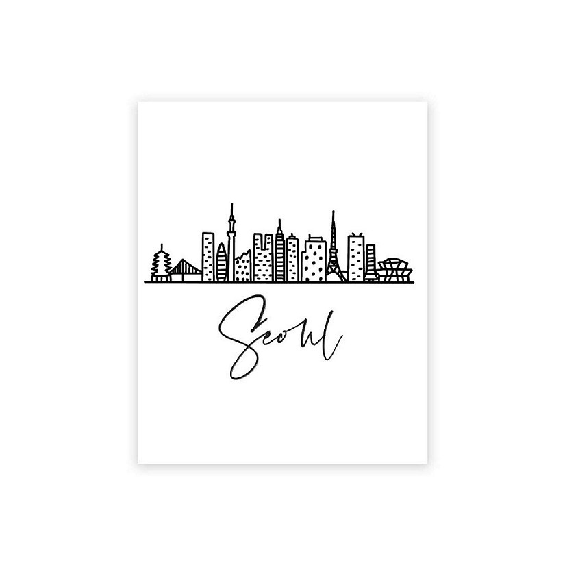 Seoul Skyline BW 16x20in 1-Pack Image