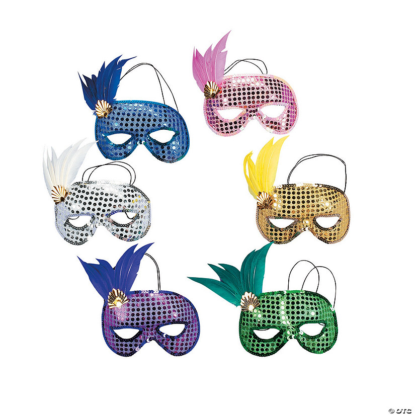 Sequin & Feather Mardi Gras Masks Oriental Trading