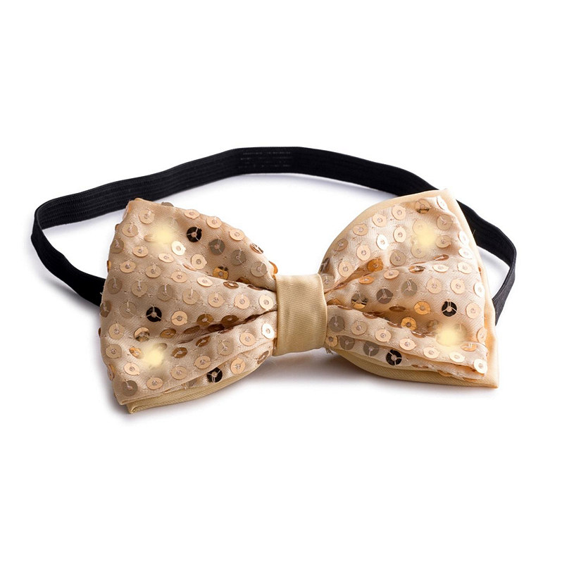Sequin Bow Tie with LED Lights - Gold Image
