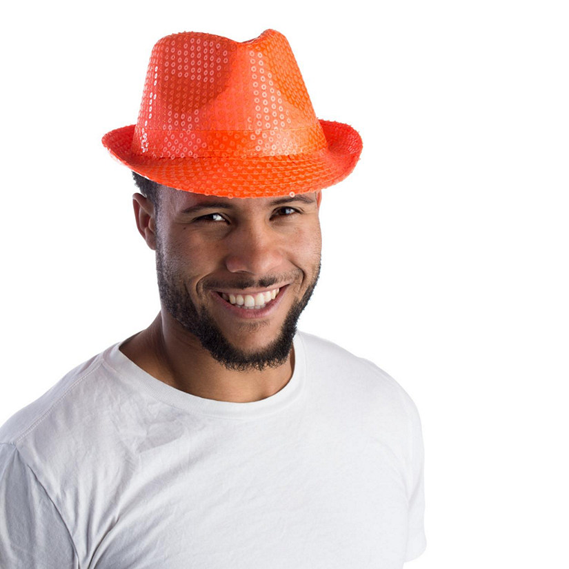 Sequined Fedora Hat - Orange Image