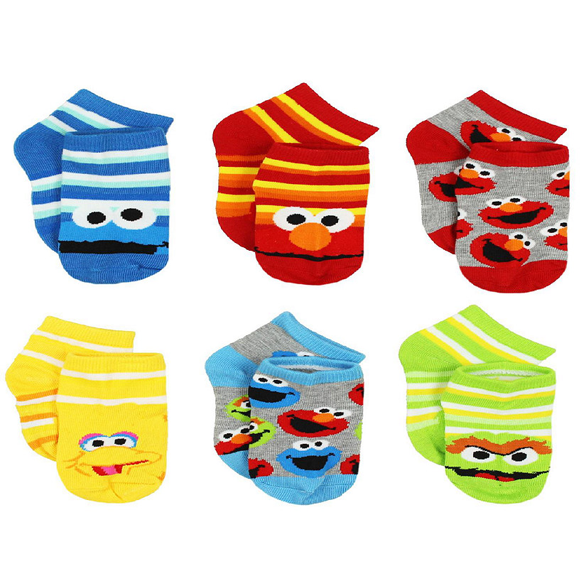 Sesame Street Boys Multi pack Socks (Shoe: 7-10 (Sock: 4-6), Stripes Quarter 6 pk) Image