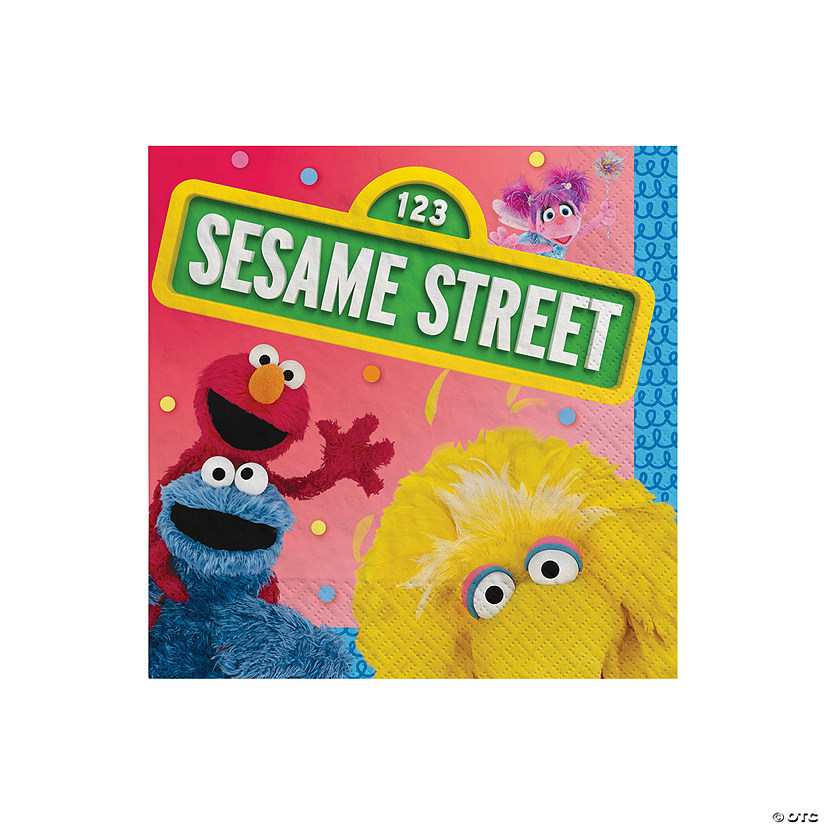 Sesame Street<sup>&#174;</sup> Party Big Bird Cookie Monster & Elmo Paper Beverage Napkins - 16 Pc. Image