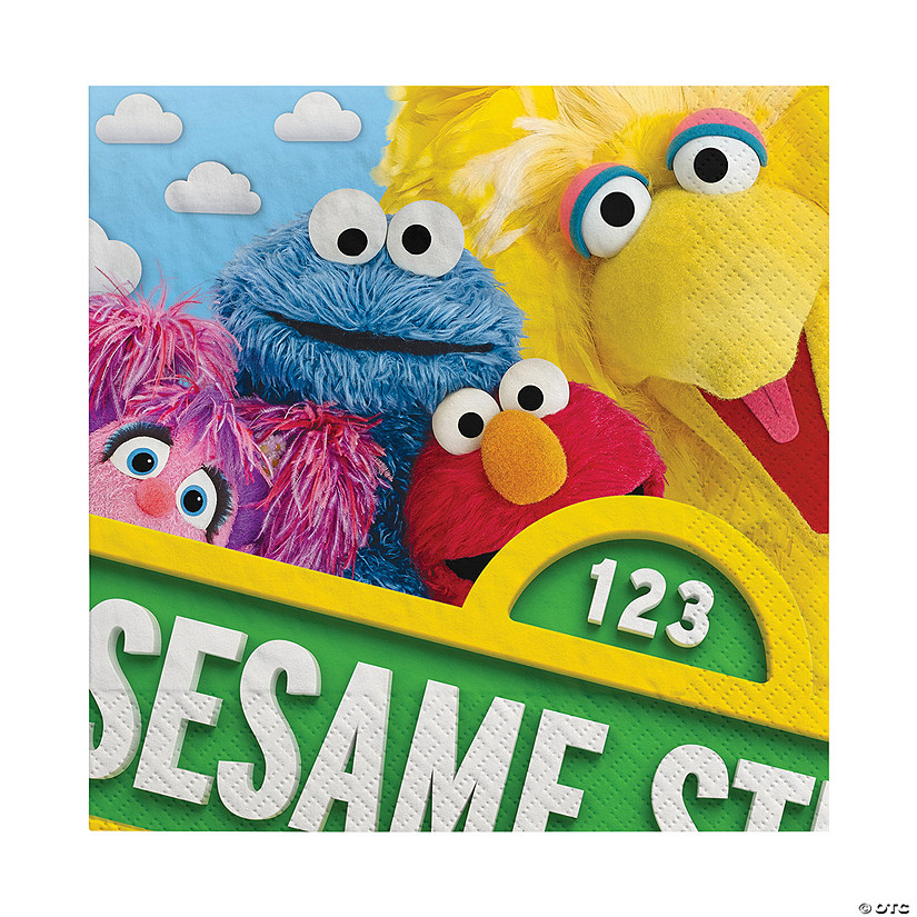 Sesame Street<sup>&#174;</sup> Party Big Bird Cookie Monster & Elmo Paper Luncheon Napkins - 16 Pc. Image