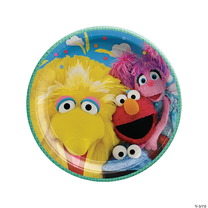 Sesame Street<sup>&#174;</sup> Party Big Bird Elmo & Cookie Monster Paper Dinner Plates - 8 Pc. Image