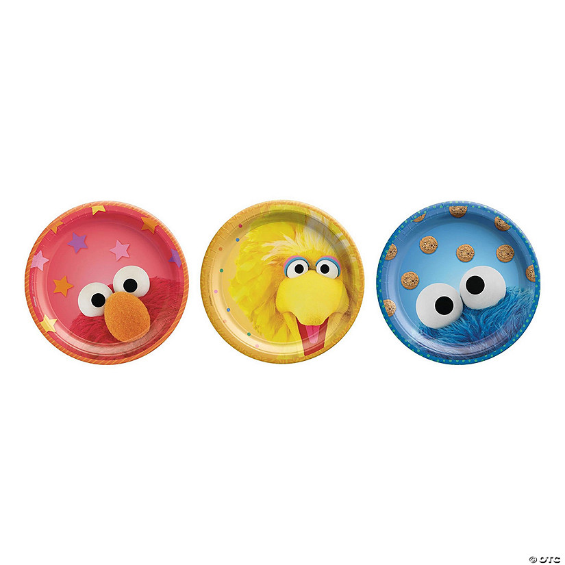 Sesame Street<sup>&#174;</sup> Party Elmo Big Bird & Cookie Monster Paper Dessert Plates - 8 Pc. Image