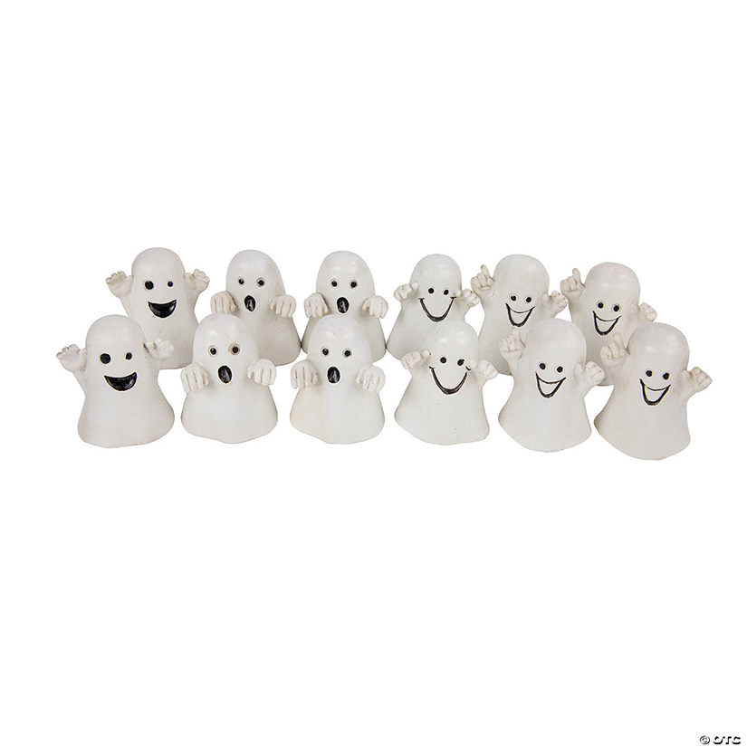 Set of 12 Mini Ghost Decorations 1.5" Image