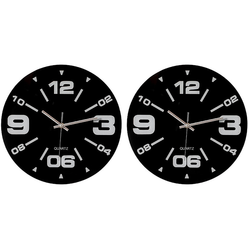 Set of 2 Black Wall Clocks Image