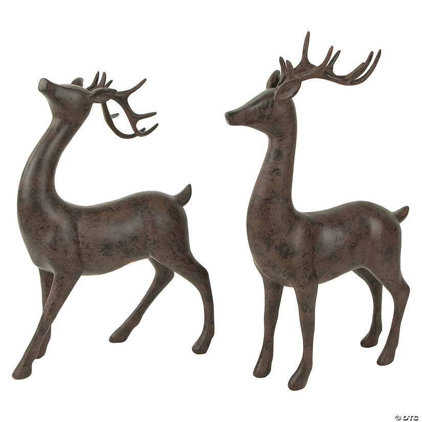 Set of 2 Brown Deer Christmas Decorations 14" Image