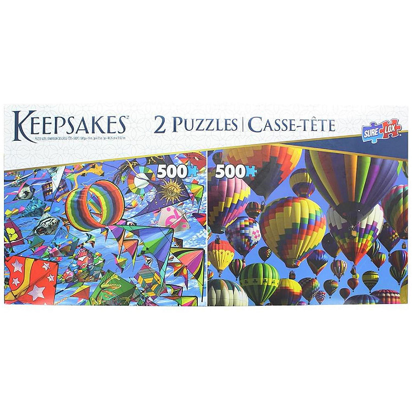 Set of 2 Keepsakes 500 Piece Jigsaw Puzzles Balloons / Kites Oriental