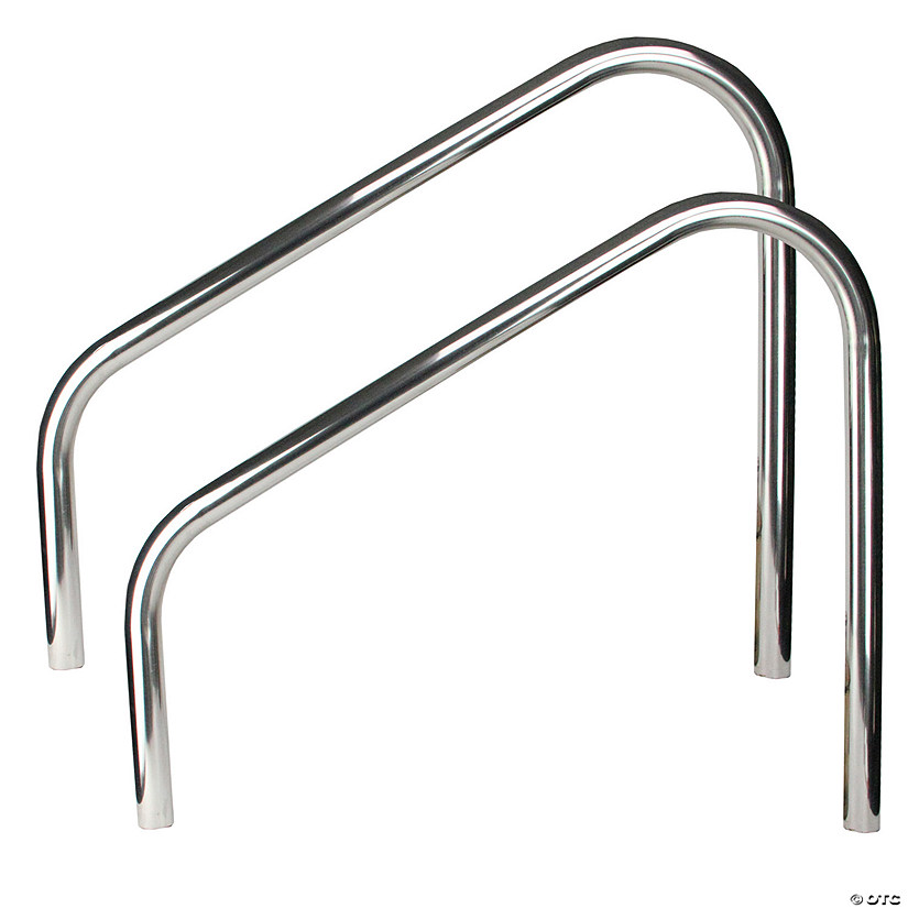 Set of 2 Silver Sloped Swimming Pool Handrails 38" Image