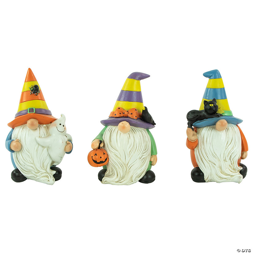 Set of 3 Halloween Gnomes Decoration 6" Image