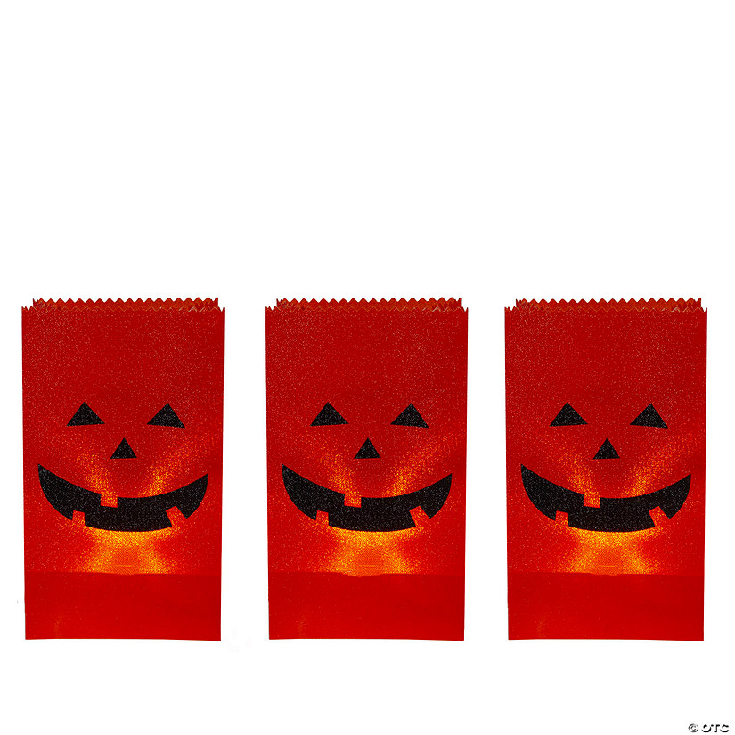 Set of 3 Jack-O-Lantern Halloween Luminary Pathway Markers - 5ft Black Wire Image