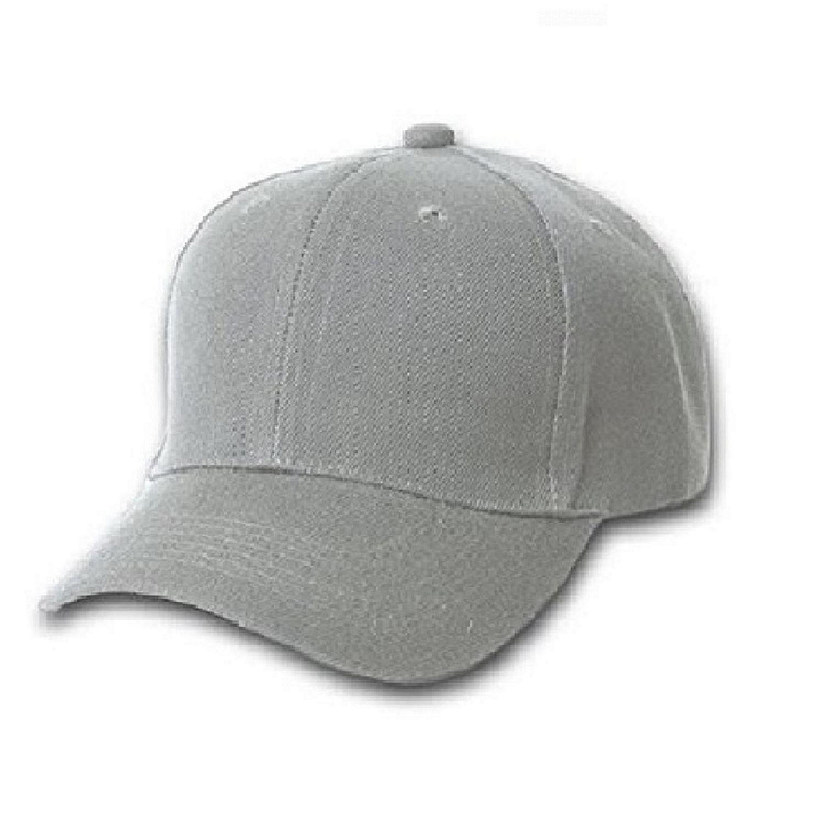 Set of 3 Plain Baseball Cap - Blank Hat with Solid Color and (Grey) Image