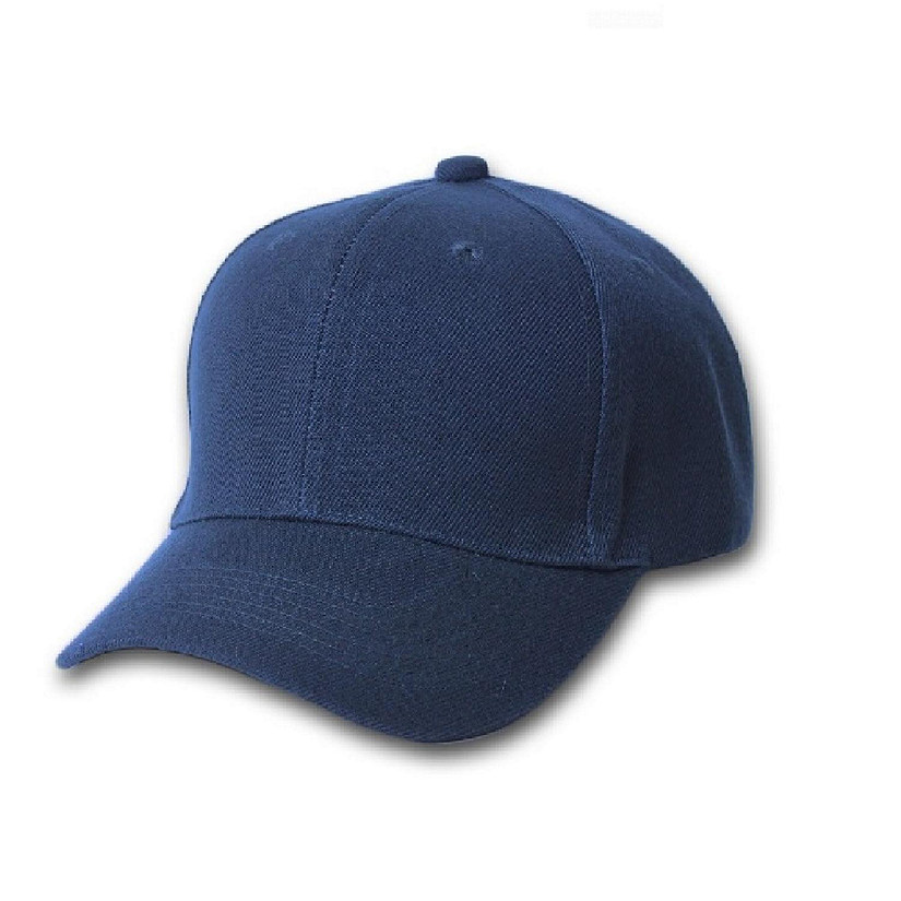 Set of 3 Plain Baseball Cap - Blank Hat with Solid Color and (Navy) Image