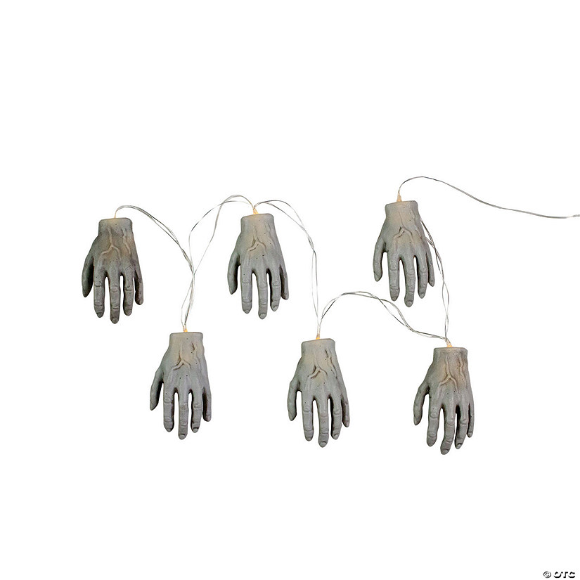 Set of 6 Skeleton Hands Halloween Light Set Image