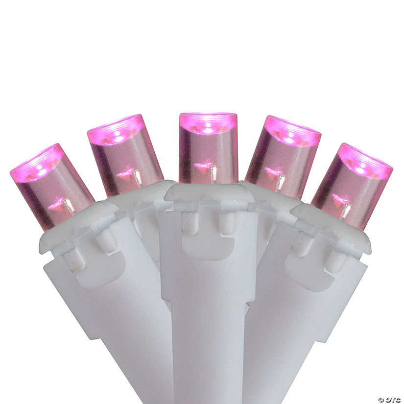 Set of 70 Pink LED Wide Angle Icicle Christmas Lights - 6ft White Wire Image