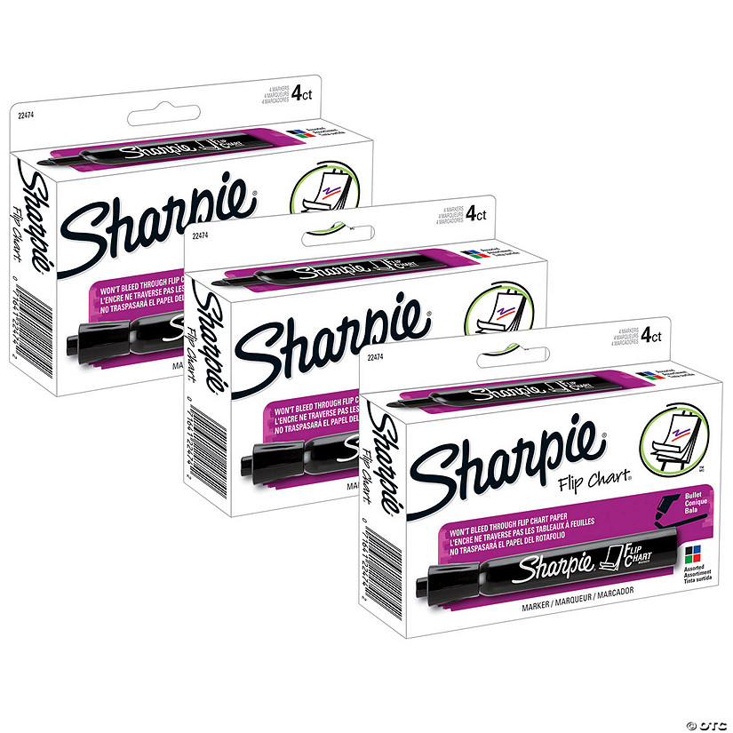 Sharpie Flip Chart Markers, Assorted Colors, 4 Per Pack, 3 Packs Oriental Trading