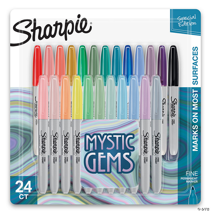 Sharpie Permanent Markers, Fine Point, Mystic Gem Colors, 24 Count Image