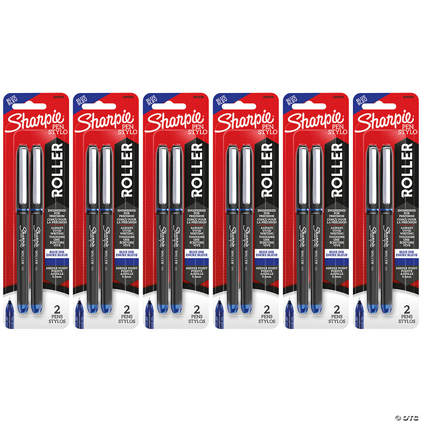 Sharpie Rollerball Pen, Needle Point (0.5mm), Blue Ink, 2 Per Pack, 6 Packs Image