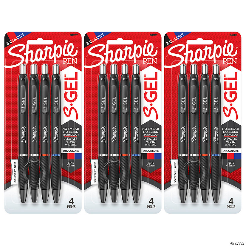 Sharpie S-Gel Gel Pens, Fine Point (0.5mm), Assorted Colors, 4 Per Pack, 3 Packs Image